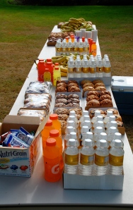 Refreshments await the tired but invigorated runners and walkers